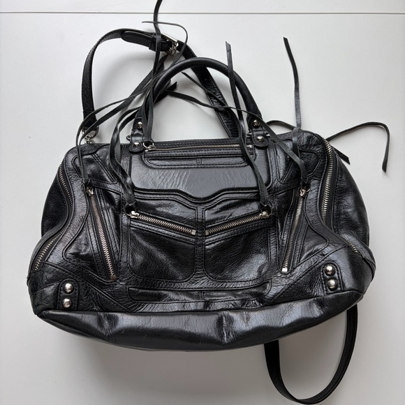 Rebecca Minkoff Black Leather Zipper Satchel Bag - Picture 1 of 7